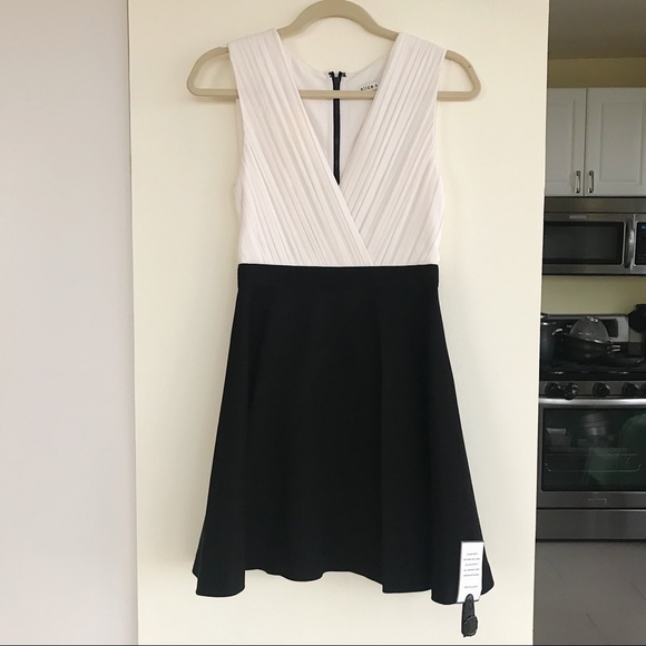 alice olivia black white dress